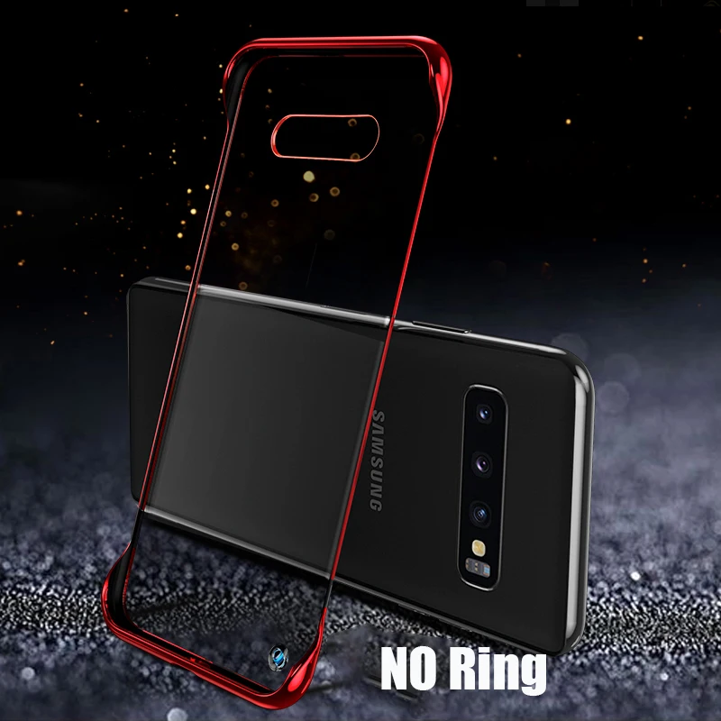 Прозрачный чехол с покрытием для samsung Galaxy S10 Note 10+ Plus A10 A30 A20 A70 A50 A505 Безрамное покрытие из поликарбоната кольцо на палец - Цвет: Красный