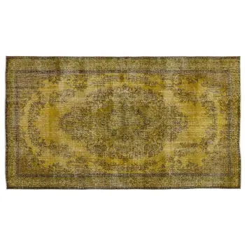

Handmade Yellow Vintage Overdyed Turkish Area Rug 162x287 Cm-5'4''X9'5''