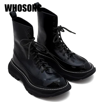 

Women Boots Girls Ankle Botas Woman Platform Flats Ladies Warm Round Toe Shoes Female Brand Motorcycle Boots Fashion Shoes New
