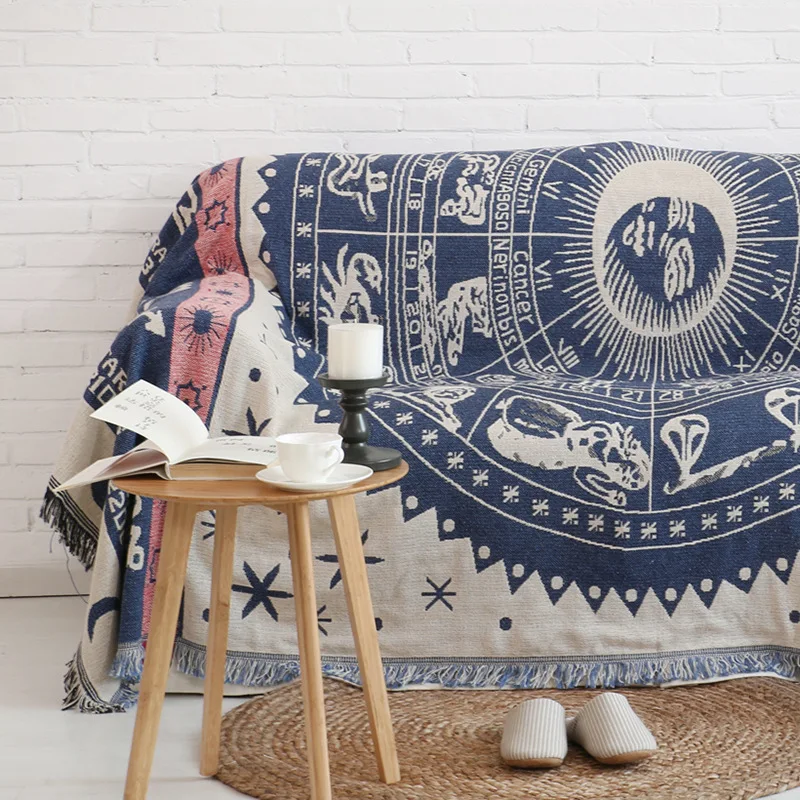 

Retro blanket European-style Sofa / Bed / Aircraft Travel blanket non-slip cloth sofa cushion outdoor picnic mat ethnic carpet