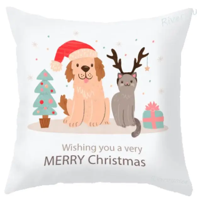 Милая Рождественская Подушка с рисунком собаки, милый щенок-Мопс корги, плюшевые мягкие детские подушки для детской комнаты - Цвет: A6