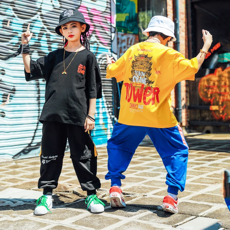 Children'S Day Street Dance Costumes Boys Girls Loose Hip-Hop Chinese Style T-Shirt Hiphop Pants Jazz Modern Wear DQS4446 |