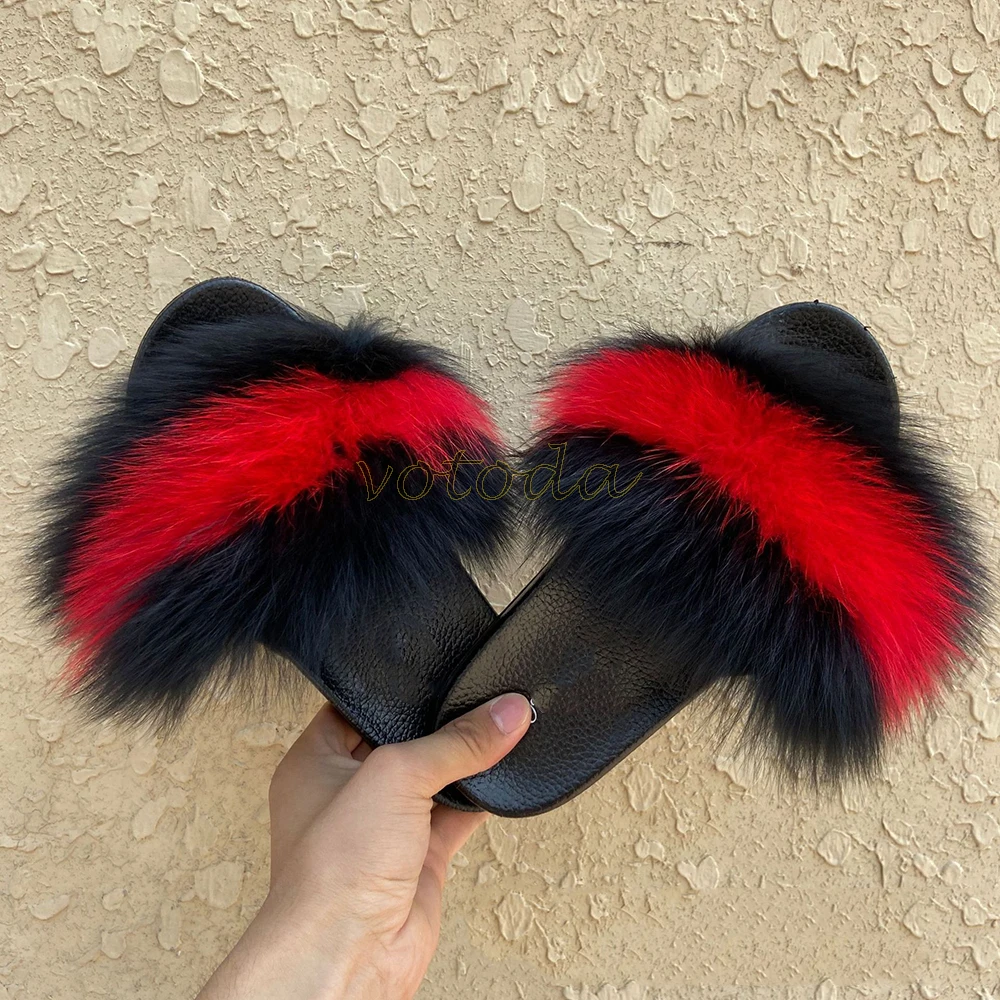 leather girl in boots Summer Kids Fur Slippers Fluffy Raccoon Fur Slides Toddler Furry Fox Fur Flip Flops Children Rainbow Fur Sandal Girls Flat Shoes children's sandals near me