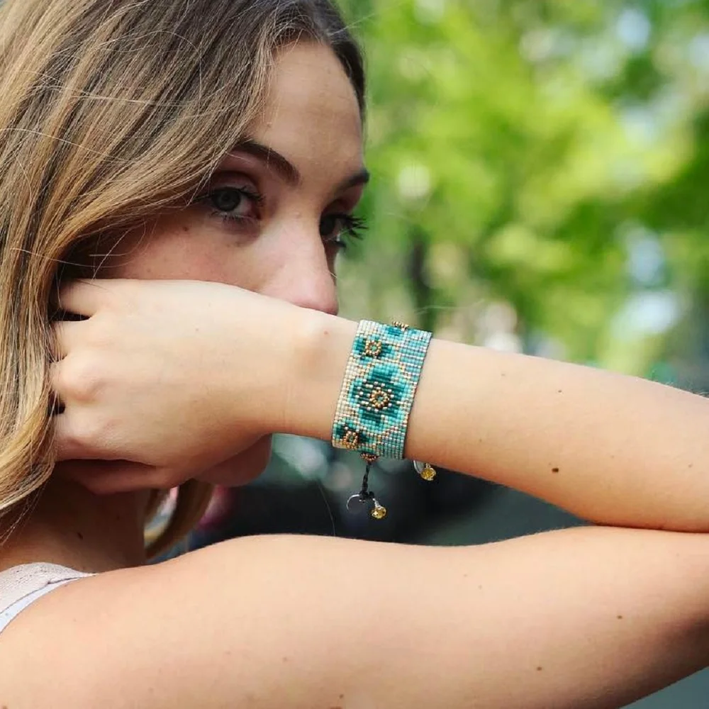 

YASTYT Bracelet for Women Gift Bracelets Jewellery Boho Flower Pulseras Mujer Moda Handmade Handmade Loom Woven Jewelry Armband