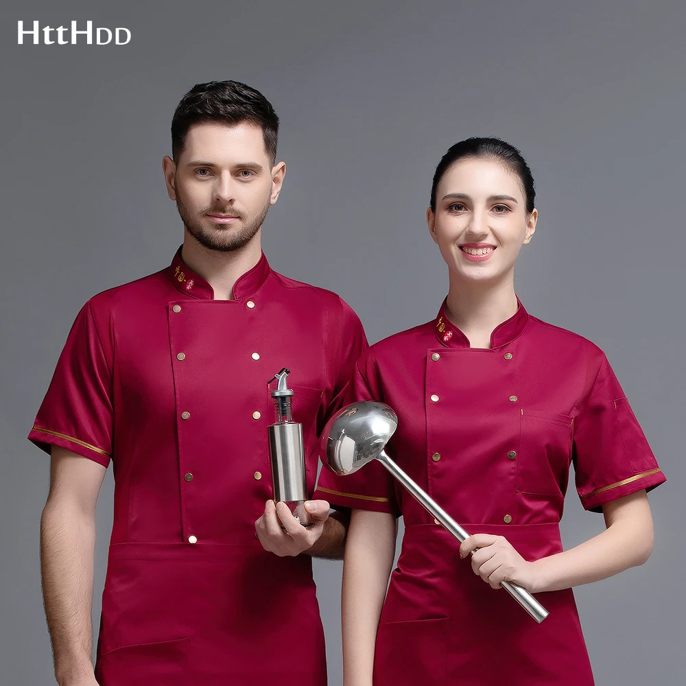 

Customizable Fashion Breathable Professional Chef Uniform Cooking Short Sleeve Jacket Bakery Chef Uniform Cafe working clothes