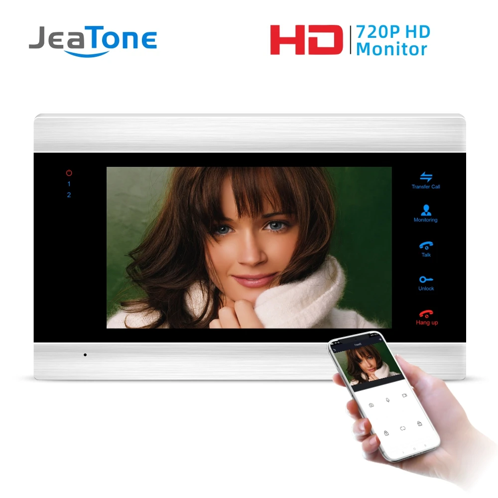 WiFi Smart JeaTone видео домофон дверной звонок Система дверной динамик 720P AHD панель вызова+ 7 дюймов HD монитор+ 720P AHD камера