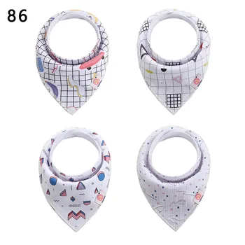 

100% cotton baby bibs /Adjustable bandana bibs Geometry designs 4 pcs pack