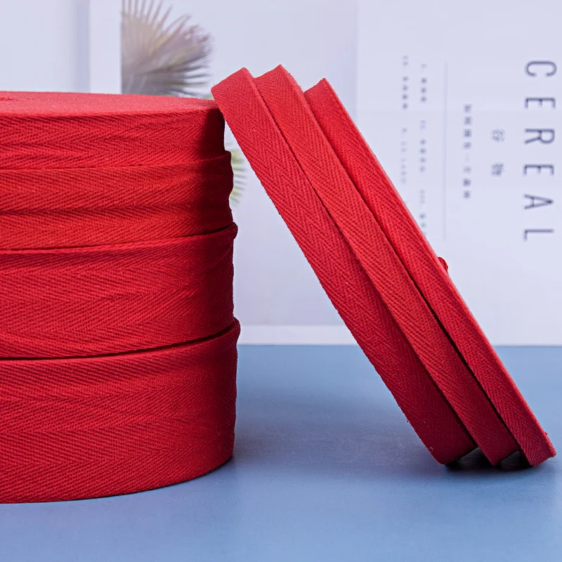 

New 50Yards Eco-Friendly 100% Cotton Ribbon Herringbone Tape Sewing Overlock Cloth Strap Belt DIY Crafts Accessories 10-50mm