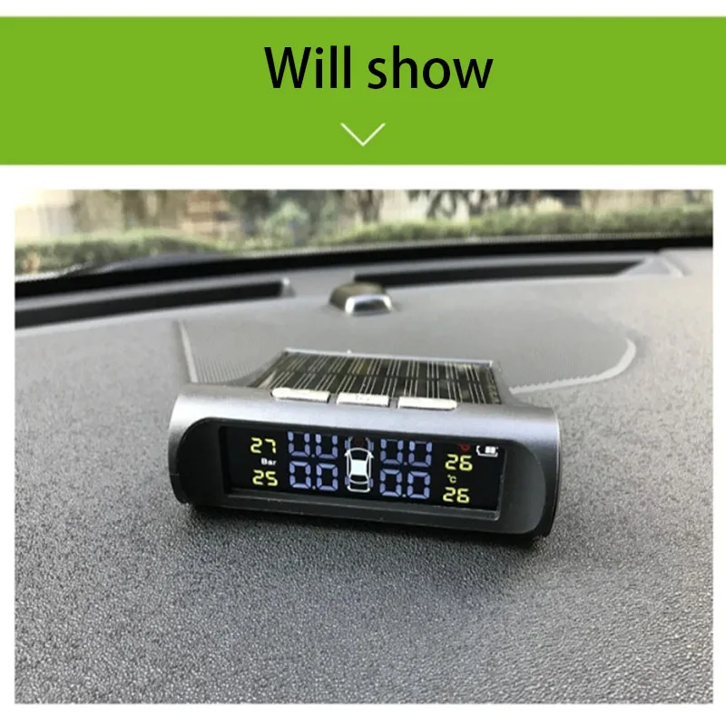 USB или солнечное зарядное устройство TPMS система контроля давления в шинах hd цифровой ЖК-дисплей Автоматическая сигнализация Инструмент беспроводной 4 внешних датчика