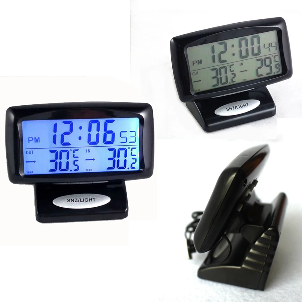 Автомобильный термометр с часами, прибор для измерения температуры, автомобильные наборы, электронные часы с цифровым дисплеем, часы, термометры, автомобильные