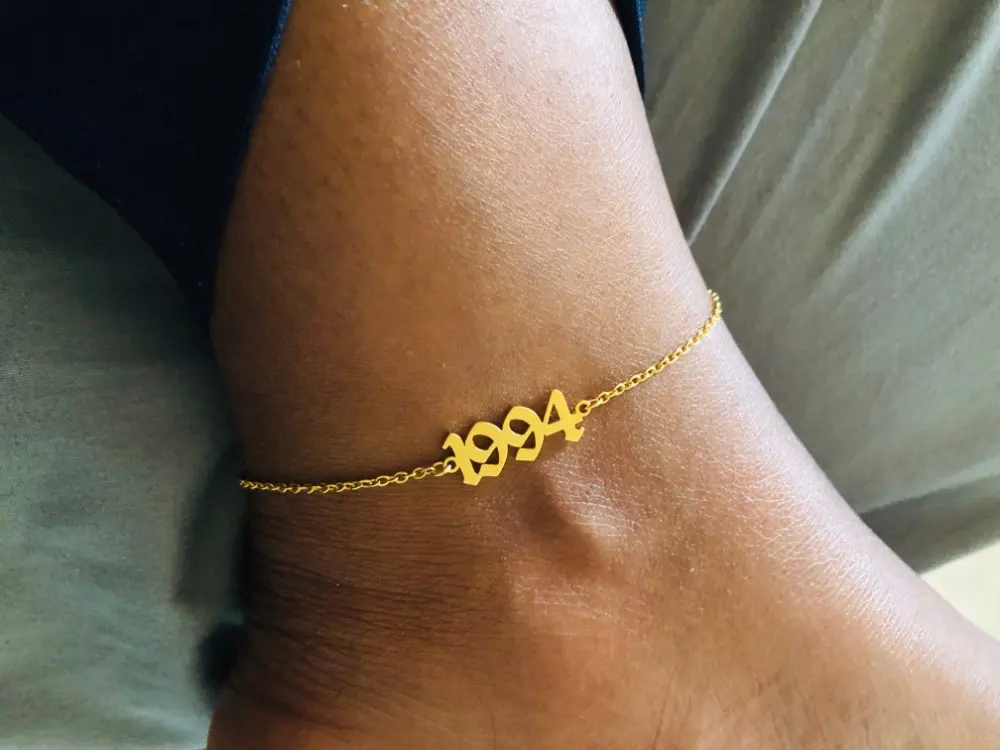 Minimalism 1990-2019 Year Date Anklets & Bracelets Femme Stainless Steel Chain Rose Gold Women Number Anklet Friend Gifts BFF Minimalism 1990-2019 Year Date Anklets & Bracelets Femme Stainless Steel Chain Rose Gold Women Number Anklet Friend Gifts BFF