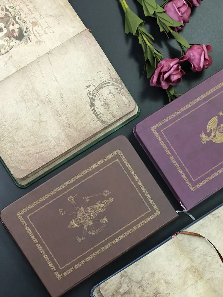 Retro creative student diary book Dunhuang illustration notebook full-color page hand ledger notepad notebook planner  journal