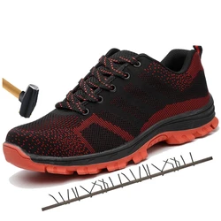 Chaussures de sécurité respirantes avec bout en acier pour hommes, pour le travail, antidérapantes et anti perforantes 