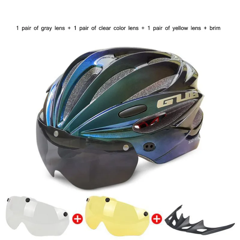

One-piece EPS+PC17-hole bicycle road bike riding helmet for women and men, universal seismic comfort with goggles gradient color