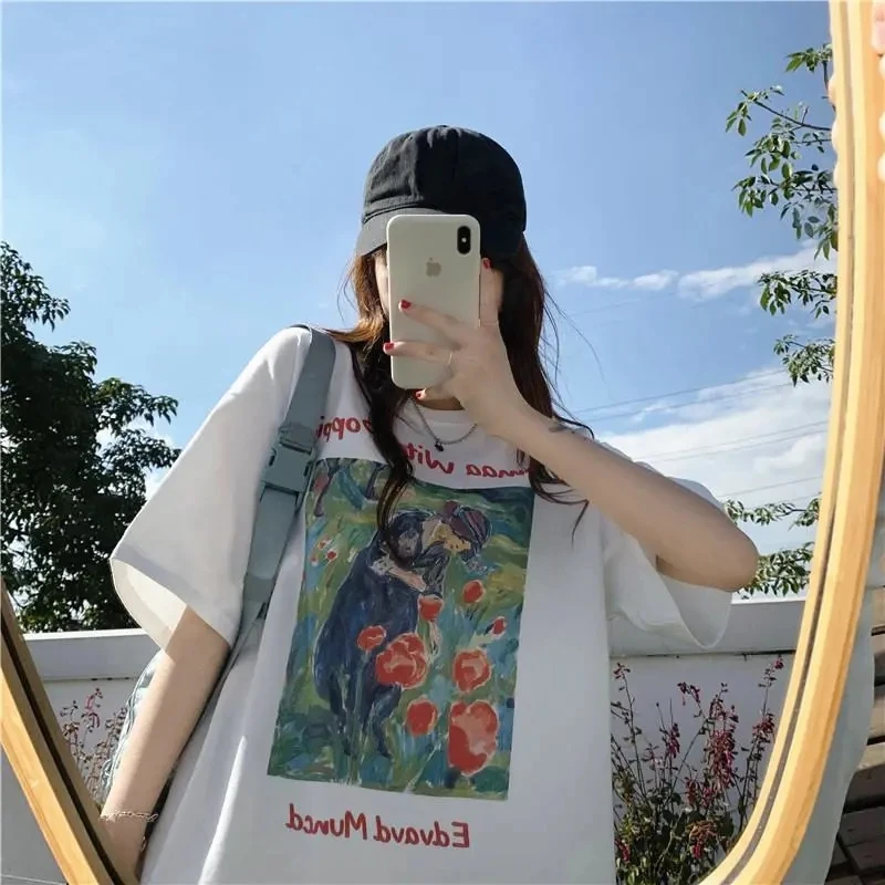 Letter Print Vintage T-shirt Streetwear Oversize tops женские футболки Clothes Short Punk Gothic Tshirt Harajuku Sleeve T Shirt