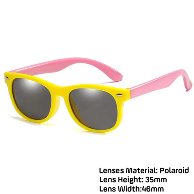 LongKeeper Kids Polarized Sunglasses TR90 Boys Girls Sun Glasses Silicone Safety Glasses Gift For Children Baby UV400 Eyewear yellow pink