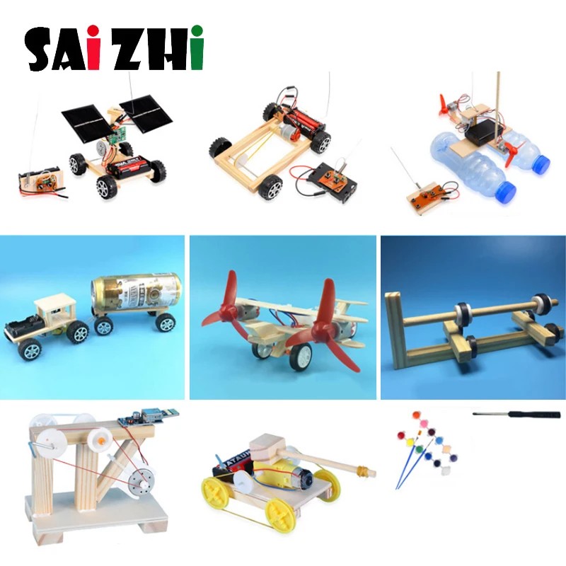 

Saizhi 9pcs STEM Education Kits DIY Children Science Project Discovery Toys Boy Creative Wooden Model School Physics Experiments