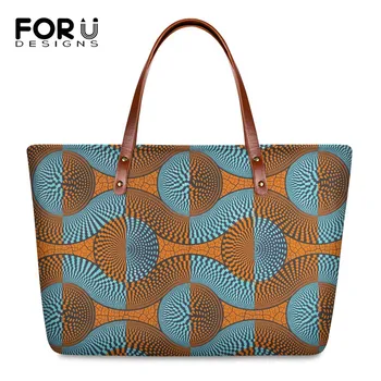 

FORUDESIGNS Retro Women Handbags Ankara African Fabric Printing Large Capacity Ladies Shoulder Bag Brand Designer Female Totes