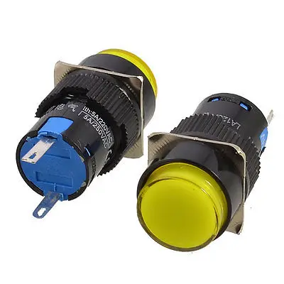 

2 Pcs DC 24V 16mm Panel Mount Yellow Indicator Light Abnormal Signal Pilot Lamp