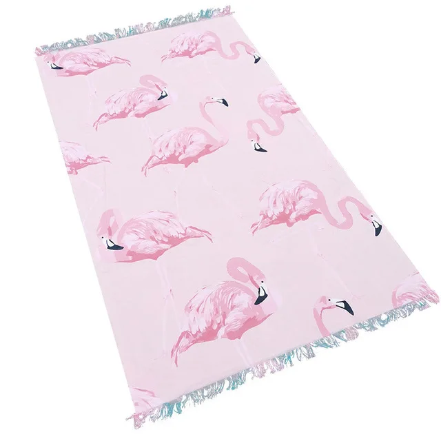 185*100 см толстое Большое пляжное полотенце фламинго, Двухслойное Хлопковое полотенце с двусторонним принтом и кисточками, банное полотенце для взрослых
