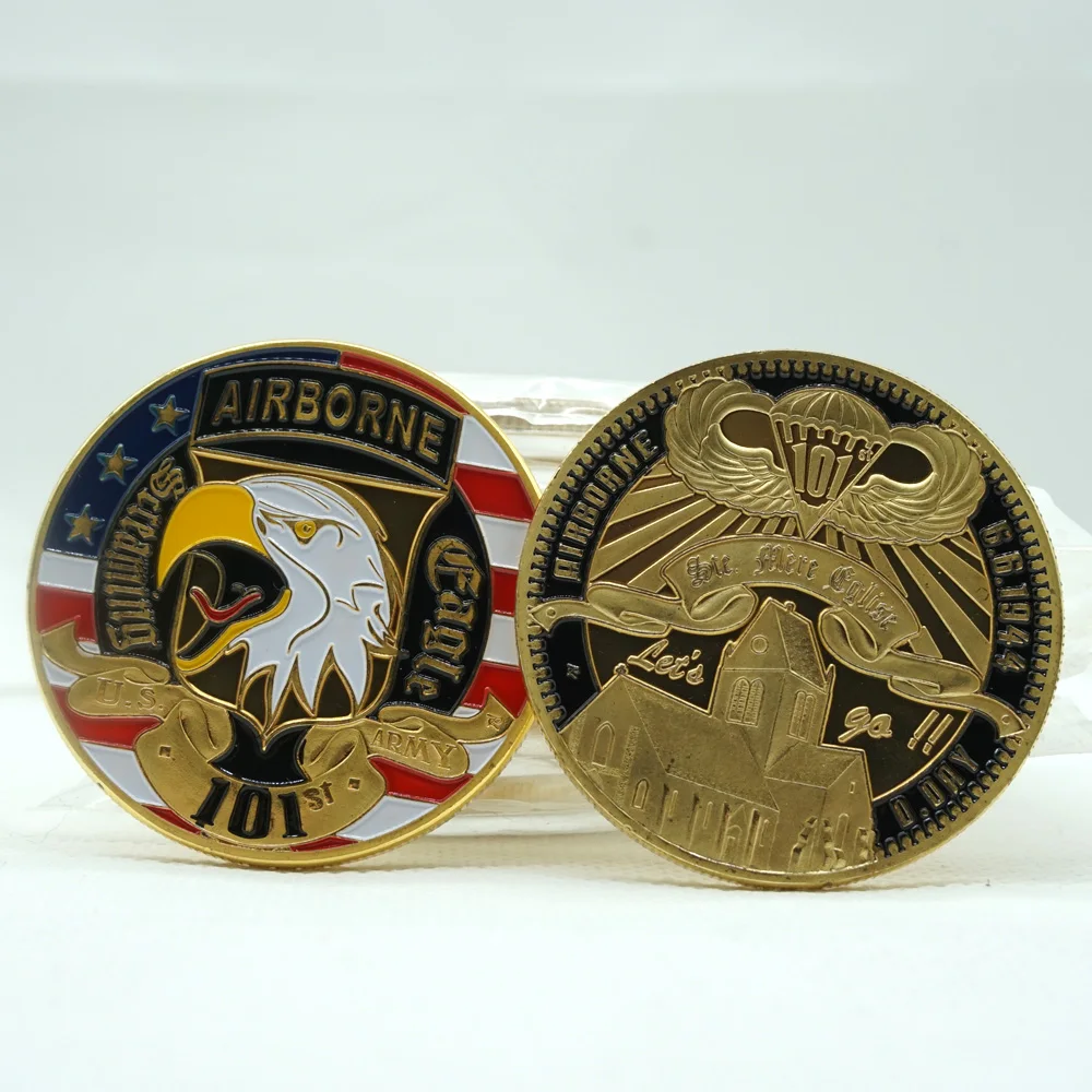 

10PCS Gold Plated Challenge Coin United States Air Force 101st Airborne Division Coin Screaming Eagle Commemorative Coin