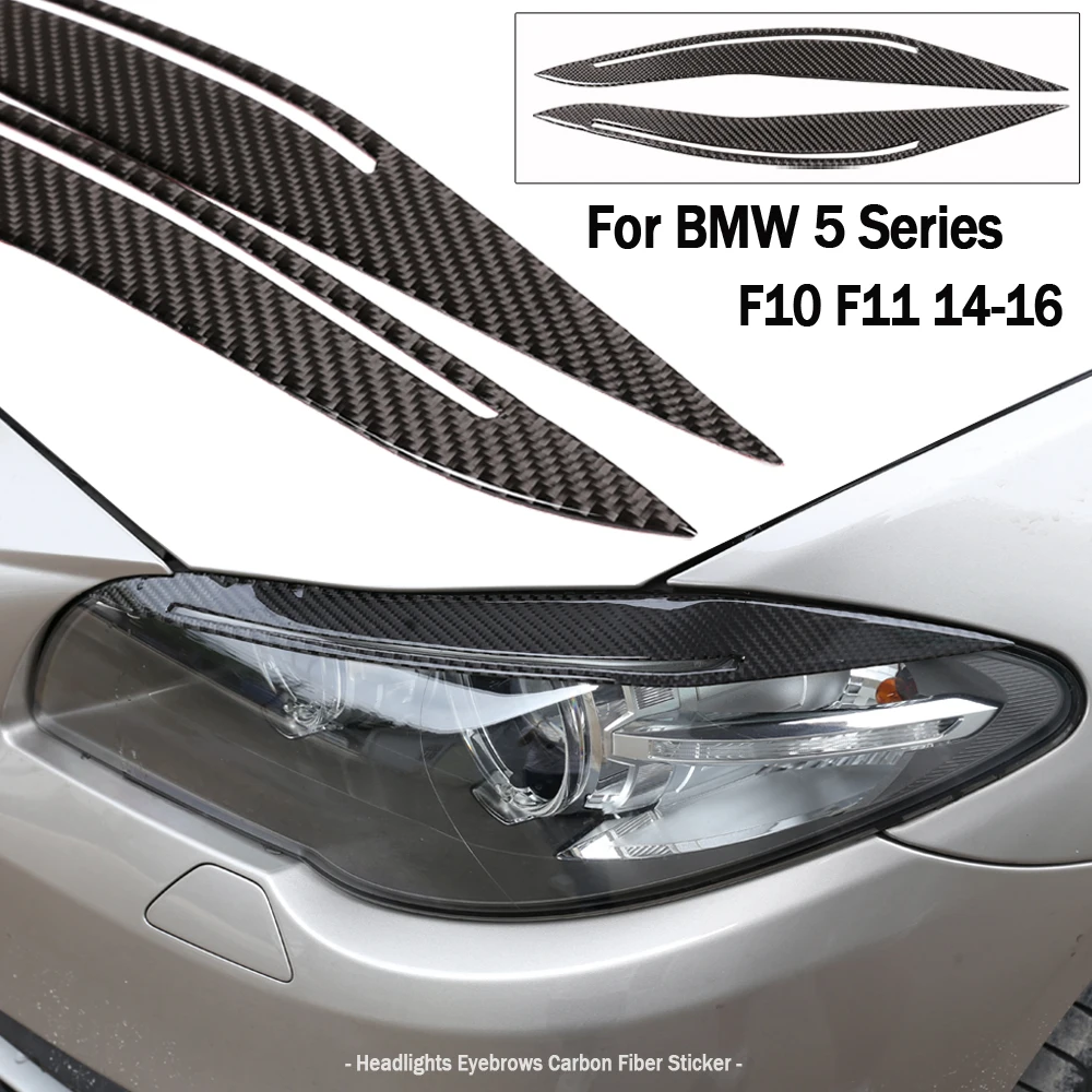 リアルカーボンファイバーヘッドライトまぶた眉毛カバーbmw 5