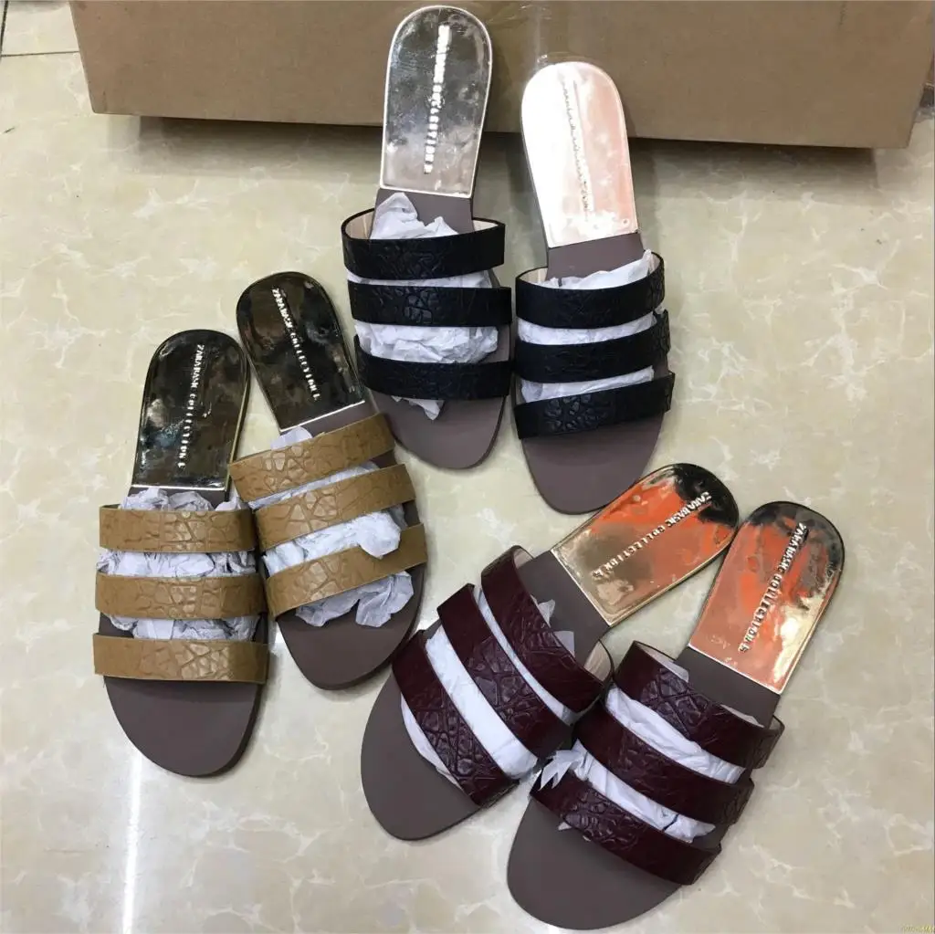 

2019 New ZA Brand Mixed Colors Women Slipper Pllus Size 35-41 Women Summer Beach Slides Flip Flops Outdoor Flat Slipper