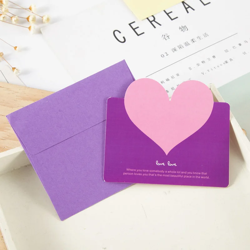  10pcs Love Heart Shape Greeting Card Valentine's Day Gift Card Wedding Invitations Card Romantic Th - 4.00038E+12