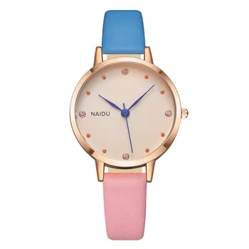 

2020 New Trendy Stitched Color Belt Watch Fashionable Temperament Wild Quartz Femalewrist Women Watch Clock Quartz Wristwatch