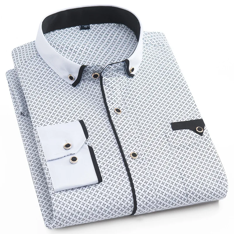 Men Long Sleeve Shirt Stitching Pocket Design Fabric Soft Comfortable cotton shirt long sleeve shirt men casual shirt