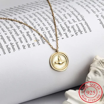 

Classic Simple Golden Chokers Woman Pendant Necklaces Peace Pigeon Coin Round Neclase Women Naszyjniki Collares Mujer