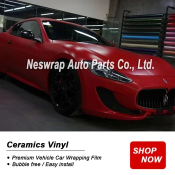 

premium Ceramic vinyl Red Satin Vinyl Wrap Car Wrap foil Red Vinyl Wrap Film Covering Air release easy install