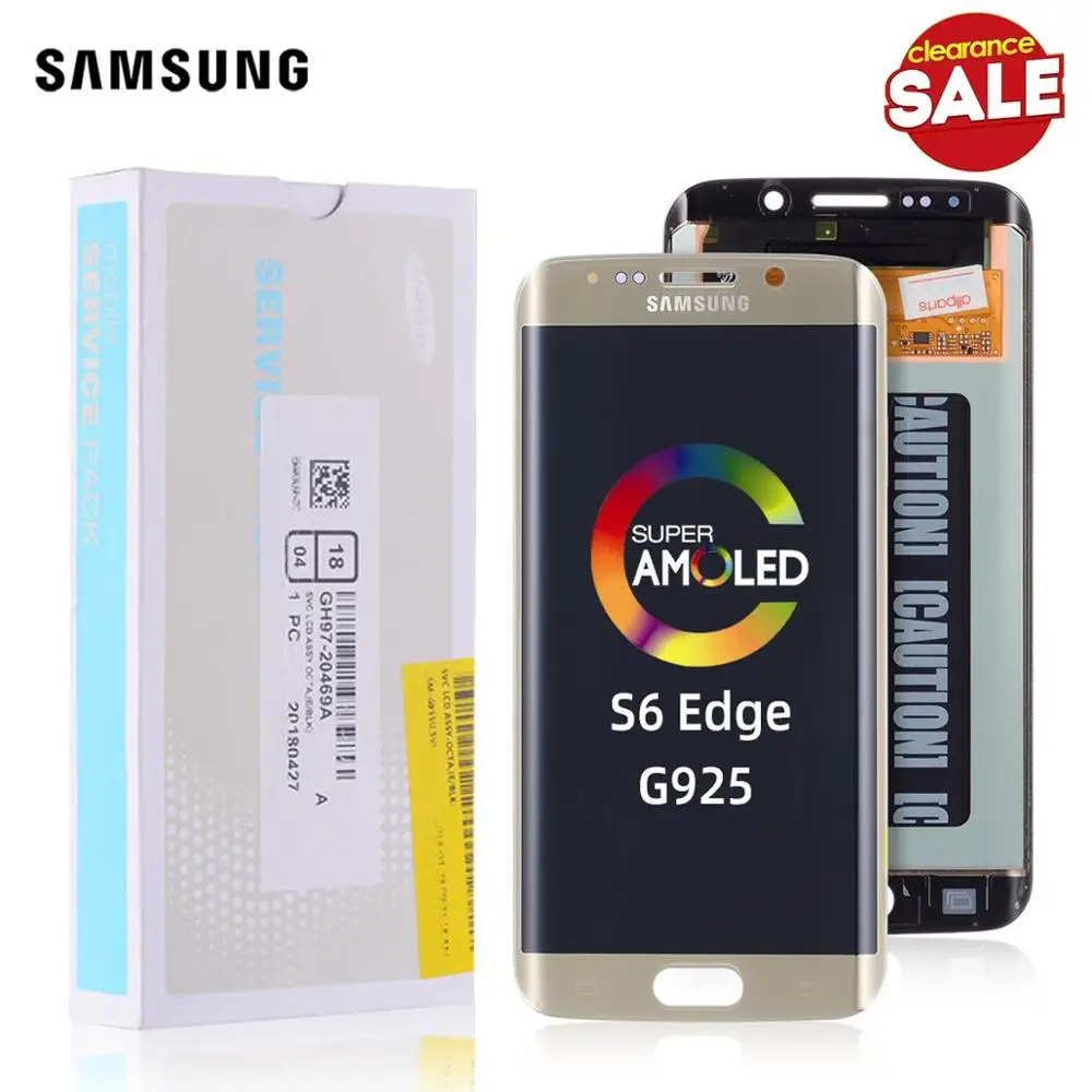  Original 5.1'' AMOLED Screen For SAMSUNG S6 Edge LCD Display Galaxy S6 Edge LCD S6EDGE G925 G925F L