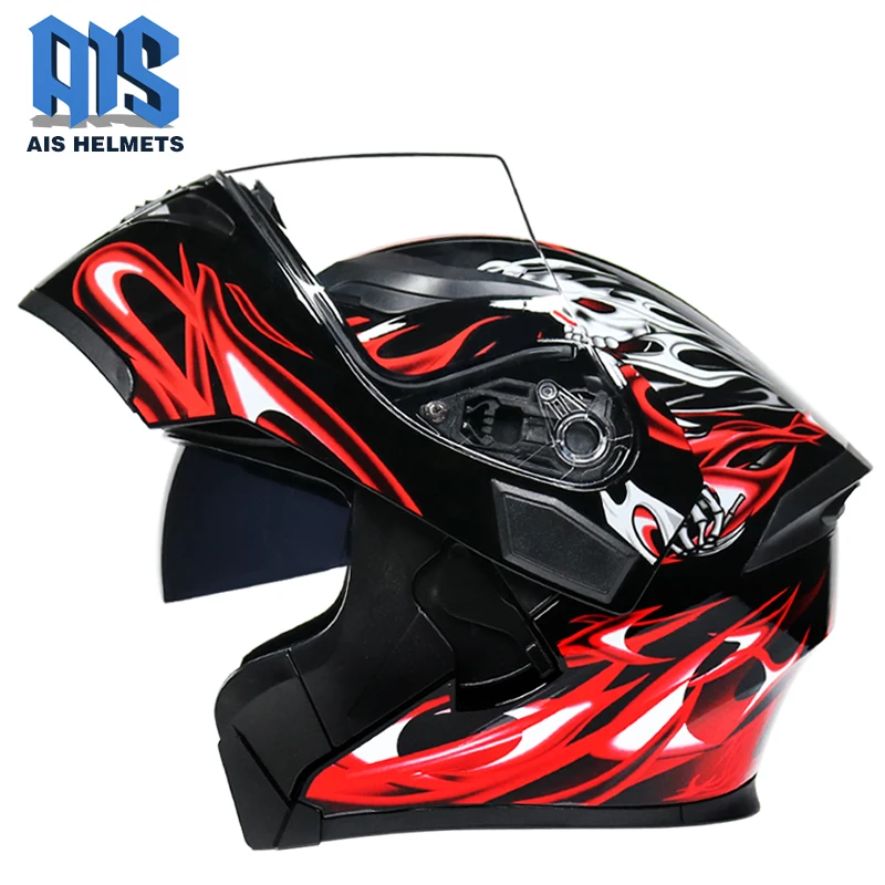 Moto rcycle helmet casco de moto шлем для гонщика Flip up Full Face с двумя объективами | Автомобили и