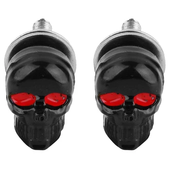 

1 Pair Motorcycle Skull Number Plate Frame Screws Fitting Screw Black