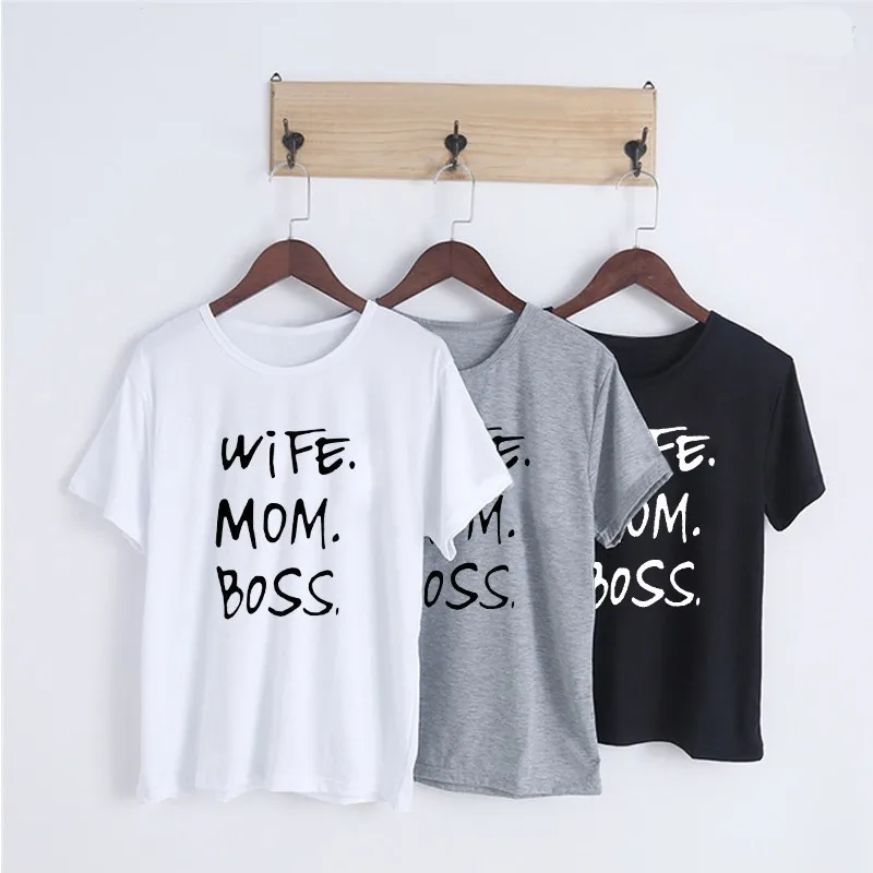Жена принт &quotmom boss&quot футболка для женщин Повседневная Стильная летняя короткий