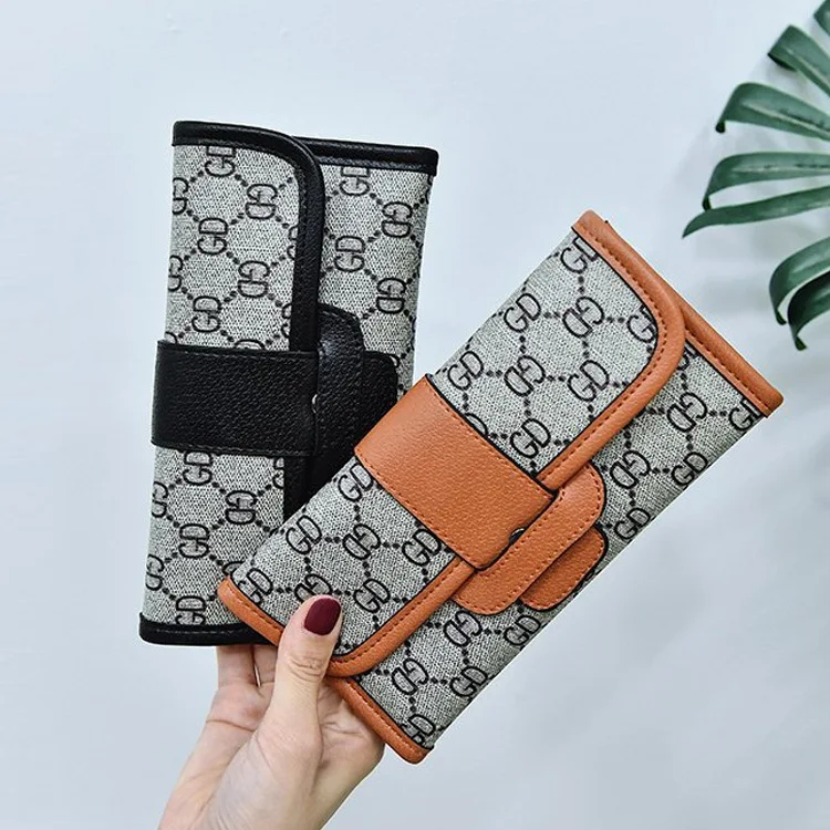 

WOMEN'S Handbag Western Style Three Fold Long Wallet Women's Multi Card Bit Wallet Two-Piece Set Trend Change Mobile Phone Bag