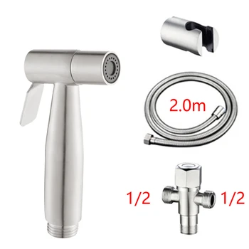 

Perforated 304 Stainless Steel Toilet Bidet Spray Gun Set Toilet Handheld Bidet Sprayer Shower Head Accessories Shower