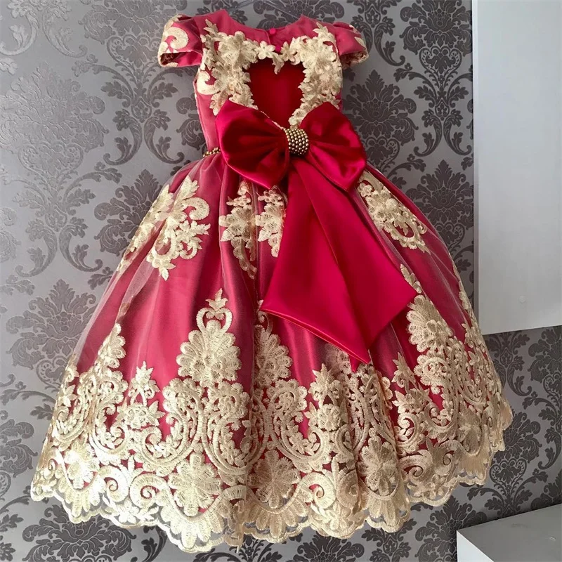 Princess Party Dress Baby Girl Clothes Flower Lace Dresses for Girls Yellow Print Birthday Clothes Cute Children Clothing girls dress princess costume kids clothes