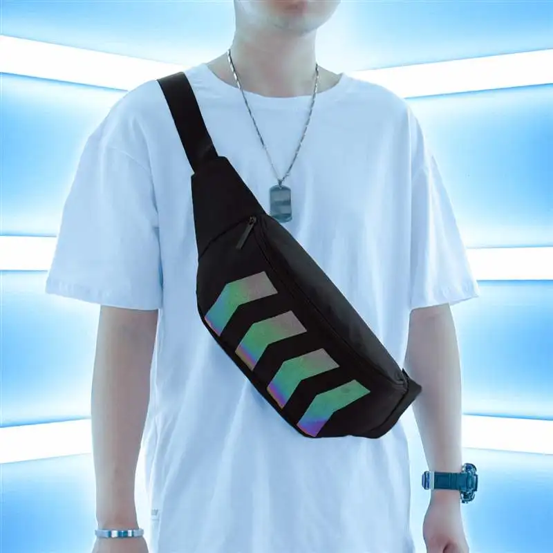 

Unisex Waist Bag Canvas Fanny Pack Boy Street Reflective Crossbody Pack Casual Travel Bags Hip-hop Bum Pack Men Chest Bags
