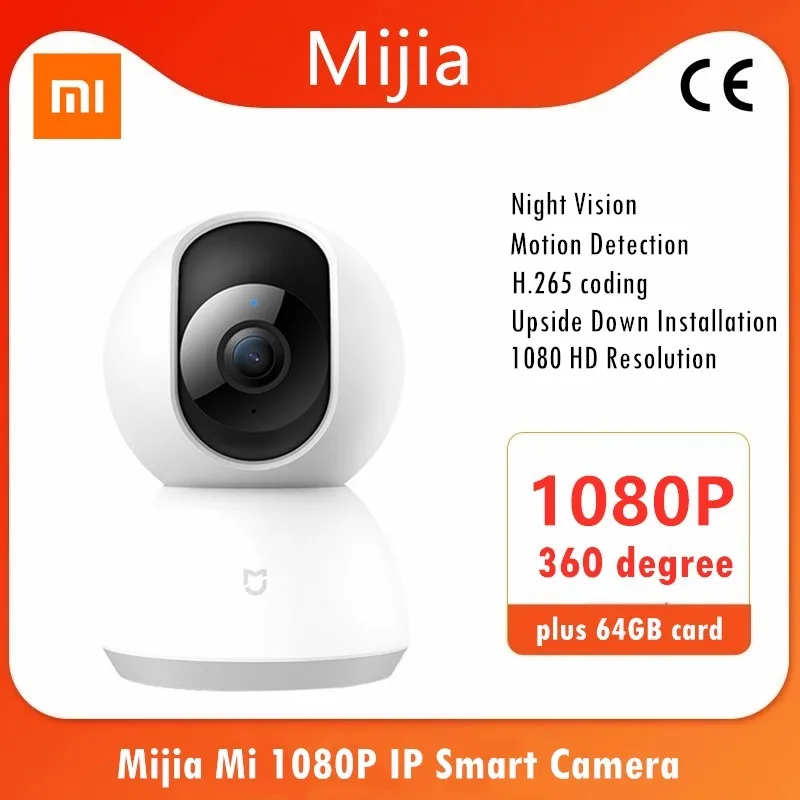 - Xiaomi Mijia Mi 1080P IP Smart Camera 360 Angle Wireless WiFi Night Vision Video Camera Webcam Camcorder Protect Home Security