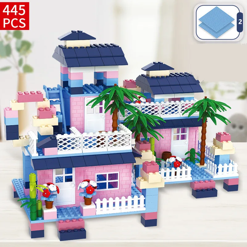 

211Pcs-445Pcs Villa Dream Castle Building Blocks Sets House Slide Girls Friends Bricks Brinquedos Educational Toys for Children
