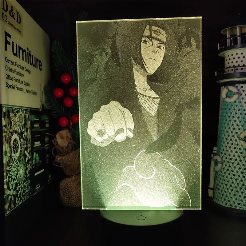 Naruto Uchiha Itachi LED Lamp 3D Night Light Naruto Shippuden Lampara Manga Children Gifts Lampe Bedside Kid Decoration Lighting