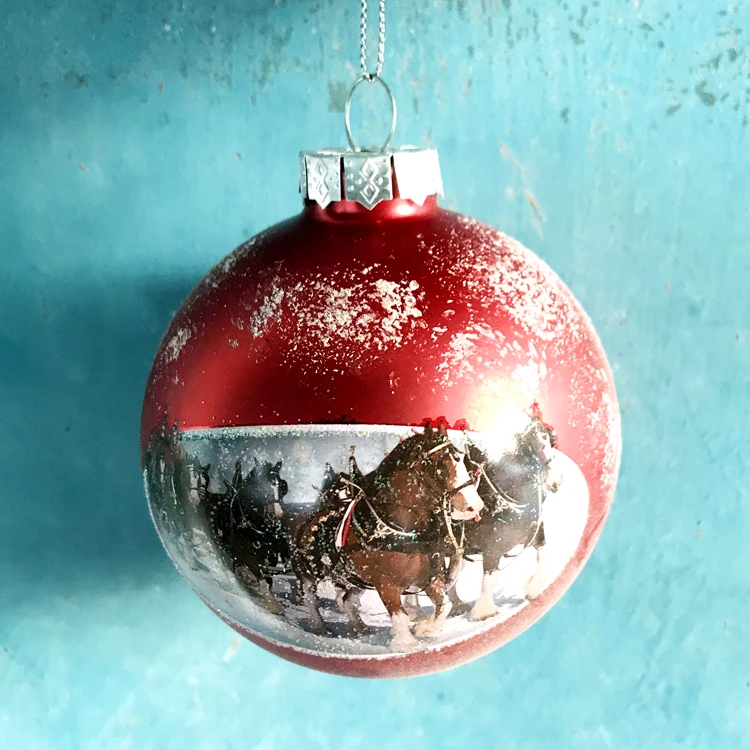 Рождественские елочные украшения из стекла креативные Подвески праздничные подарки Экспорт 8 см лошадь карта шар