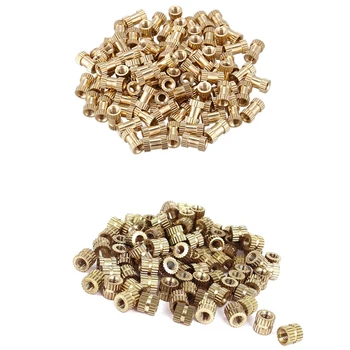 

100Pcs M3X5mm(L)-5mm(OD) Metric Threaded Brass Knurl Round & 100Pcs M3X8mm Stitching Round Metal Endless Screw