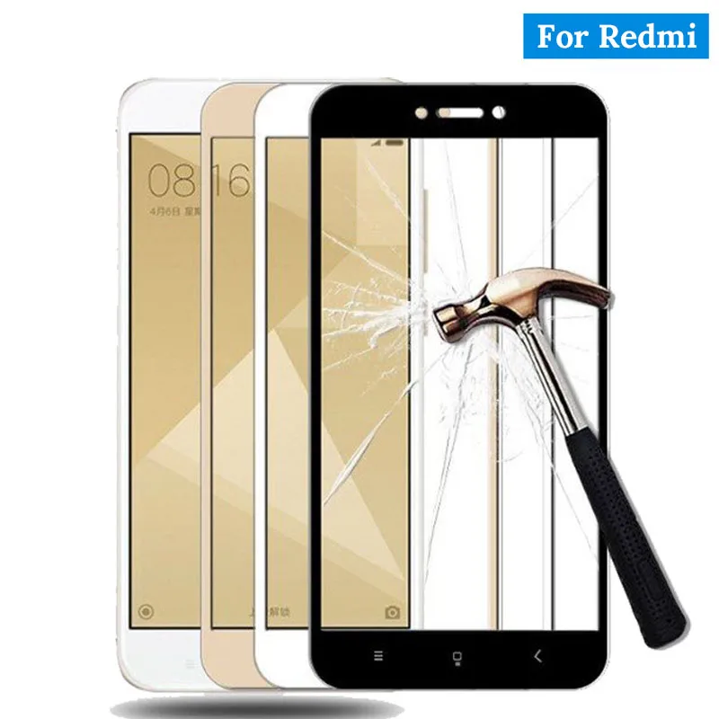 Golden-White-Black-Color-Tempered-Glass-Film-for-Xiaomi-Redmi-4X-Full-Coverage-Screen-Protector