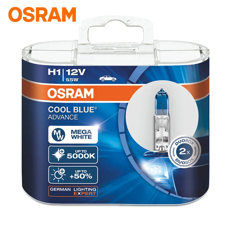 OSRAM Автомобильная фара 5000K фара 50% более яркие галогенные лампы H1 H3 H4/9003 H7 H9 H11 9005/HB3 9006/HB4 лампа холодный синий