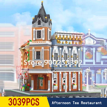 

In Stock 3039pcs Create Street series Afternoon Tea Restaurant Building Blocks Bricks Kids Christmas Toy Gift 16026 84007 180063