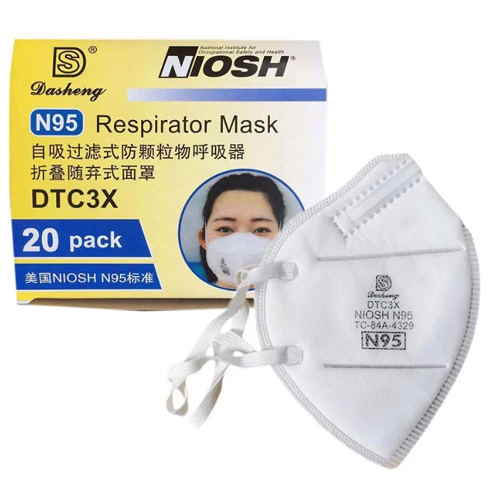 

Dasheng 20pcs DTC3X NIOSH N95 Respirator Mask CE FDA Personal Protective Anti-fog Dustproof Function US Standard N95 Face Masks