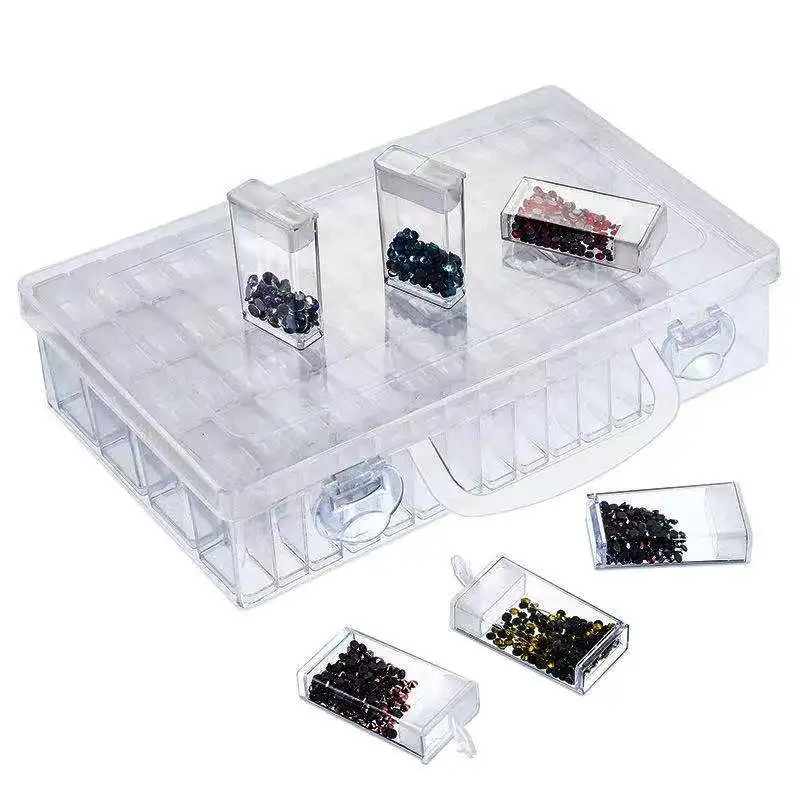 Diamond Painting Storage Box with 64 Grids Portable Bead Storage Container 5d Diamond Embroidery Accessories Tools
